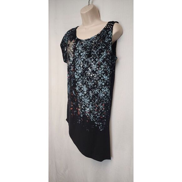 Adiktd Asymmetric Hem Mini Multicolor Black Dress Size Large - Picture 3 of 7